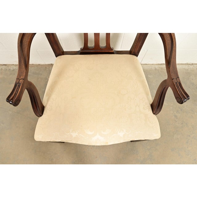 Wood Kindel Furniture Georgian Carved Mahogany Armchairs, Pair For Sale - Image 7 of 13