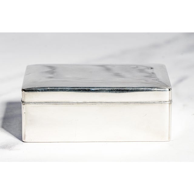 Luxurious Minimalist Small Antique Sterling Silver Trinket Jewelry Box Asian Style Home Decor For Sale - Image 4 of 12