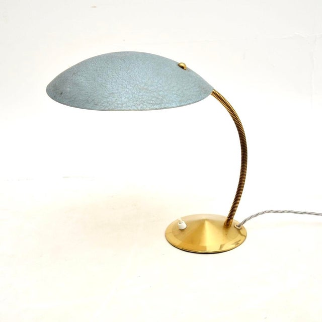 1960s Vintage French Enamelled Tole and Brass Desk Lamp, 1960s For Sale - Image 5 of 10
