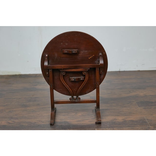 Louis Philippe Antique Louis-Philippe French Walnut Tilt-Top Wine Tasting Table with Carved Paw Feet For Sale - Image 4 of 12