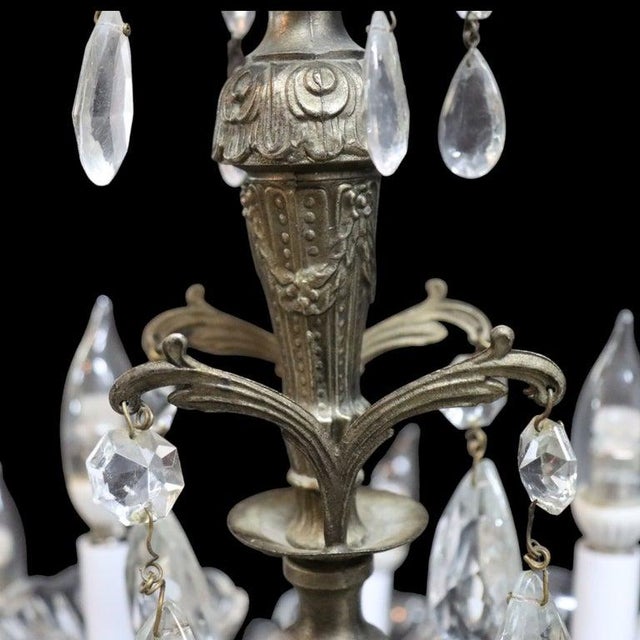 Crystal & Gilt Bronze 15-Light Chandelier C1940 For Sale - Image 4 of 10