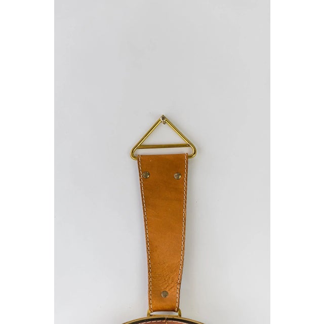 Brown Wall Mirror with Leather, 1950s For Sale - Image 8 of 11