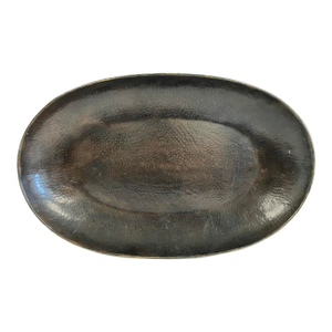 Late 20th Century Pottery Barn Hammered Metal Oval Serving Tray