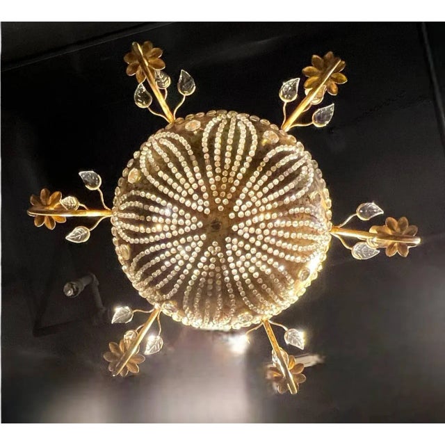 Maison Baguès 1940’s Bagues Beaded Crystal Light Fixture For Sale - Image 4 of 7