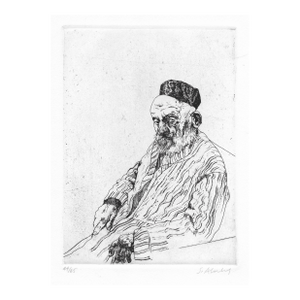 1966 Sigmund Abeles Aged Rabbi Etching