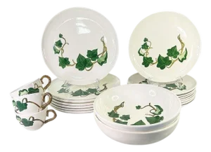 Mid 20th Century Mid Century 20 Piece Dinnerware Set of California Ivy Poppy Trail by Metlox