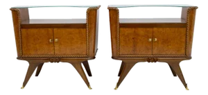 Italian Bedside Tables in Walnut, 1930s, Set of 2