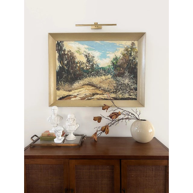 1960s large original oil impressionist landscape oil painting signed AP D'Annunzio (Alfredo P D'Annunzio) depicting a...