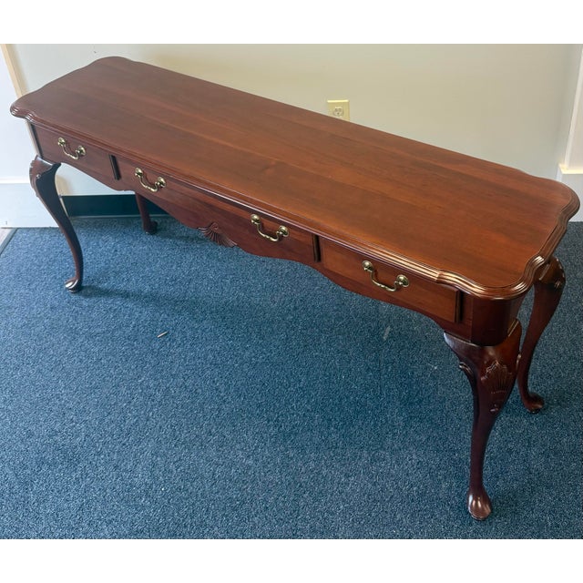1990s Ethan Allen Solid Cherry Georgian Court Console / Sofa Table For Sale - Image 5 of 12