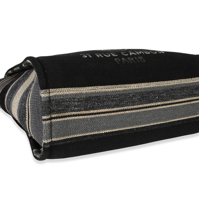 2010s Blue Canvas Striped Small Deauville Shopping Tote For Sale - Image 5 of 7