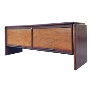 Rosewood Floating Credenza With Vertical Tambour Doors and File by Dyrlund
