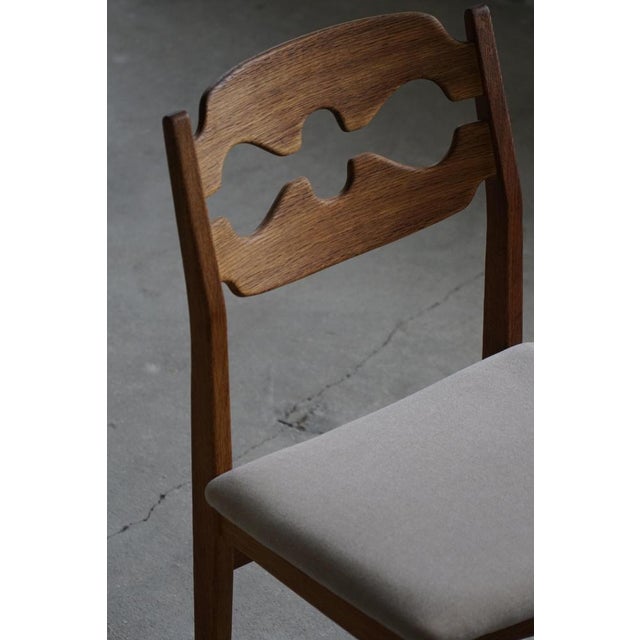 Vintage Razorblade Dining Chairs in Oak and Mohair by Henning Kjærnulf, 1960s, Set of 6 For Sale - Image 15 of 18