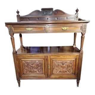 Early 1900s English Mahogany Double Buffet For Sale