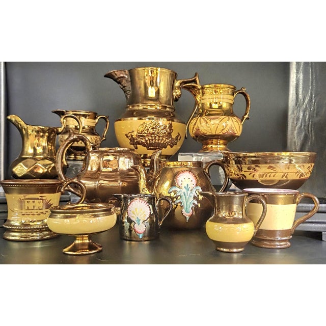 Instant collection: a magnificent and comprehensive 12-piece assemblage of 19th-century English copper lustreware...