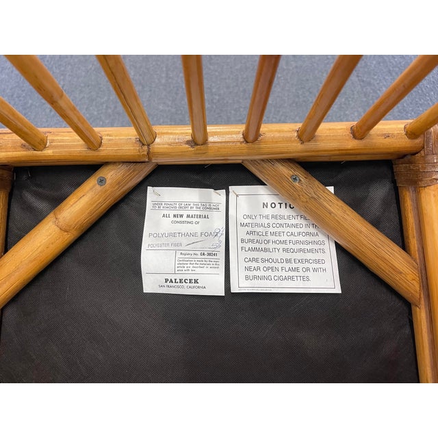 Palecek Rattan Armchair With Custom Leaf Upholstery, Campaign, Coastal, Boho For Sale - Image 12 of 12