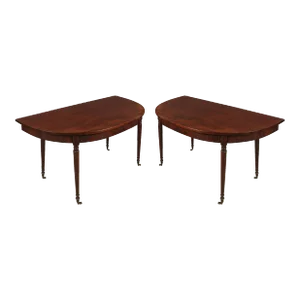 Pair of English Mahogany Demi Lune Consoles, 19th Century