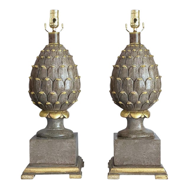 Lamp Pair Artichokes Restored For Sale