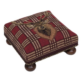 Stags Head Plaid Tapestry Footstool For Sale