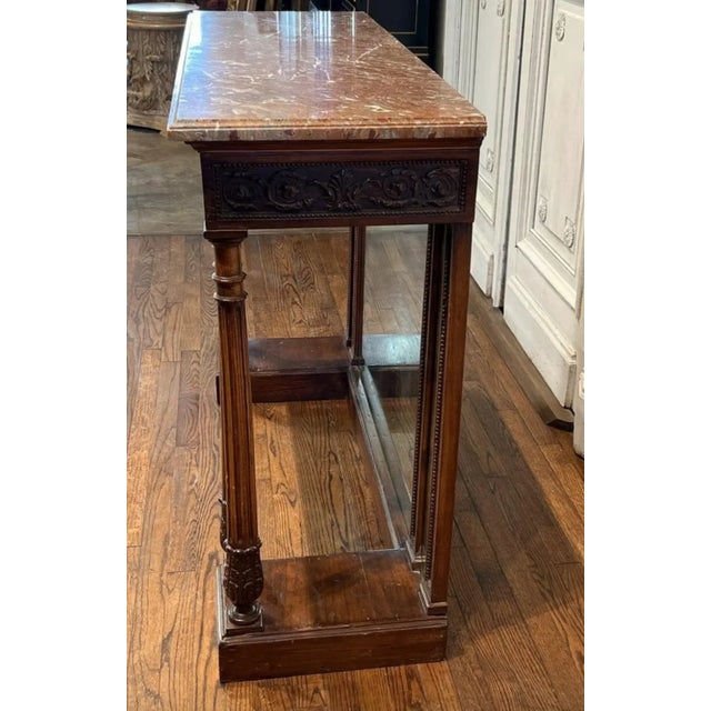 Wood 19th Century French Carved Walnut Mirrored Back Pier Table For Sale - Image 7 of 10