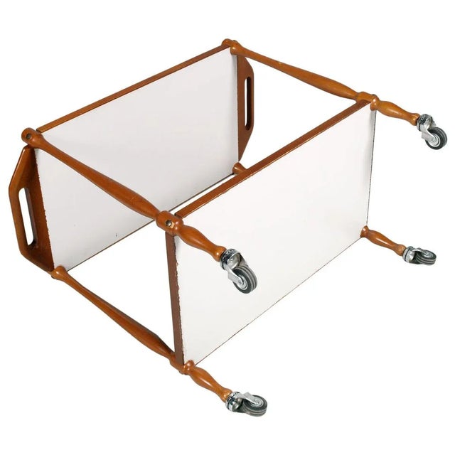 Mid-Century Modern Bar Cart in Beech, Cherry and Formica, 1950s For Sale - Image 4 of 5