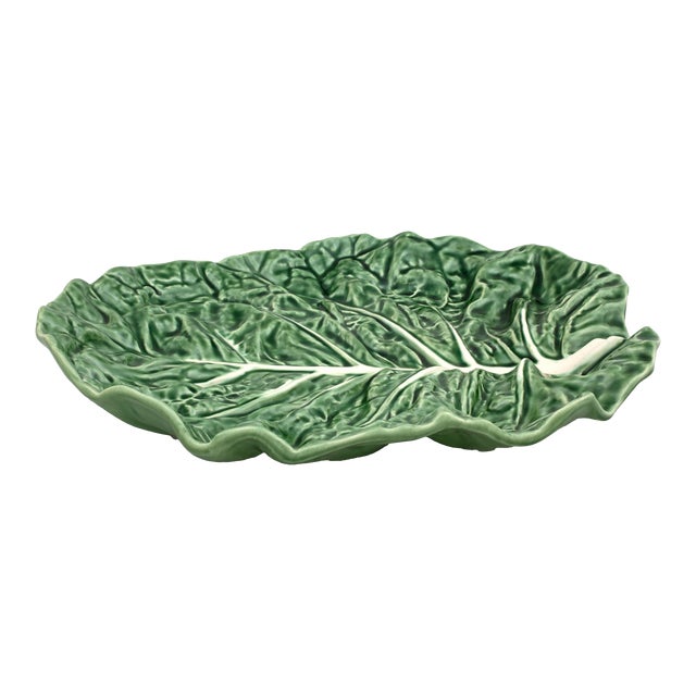 Bordallo Pinheiro Cabbage Fruit Platter 14", Green For Sale