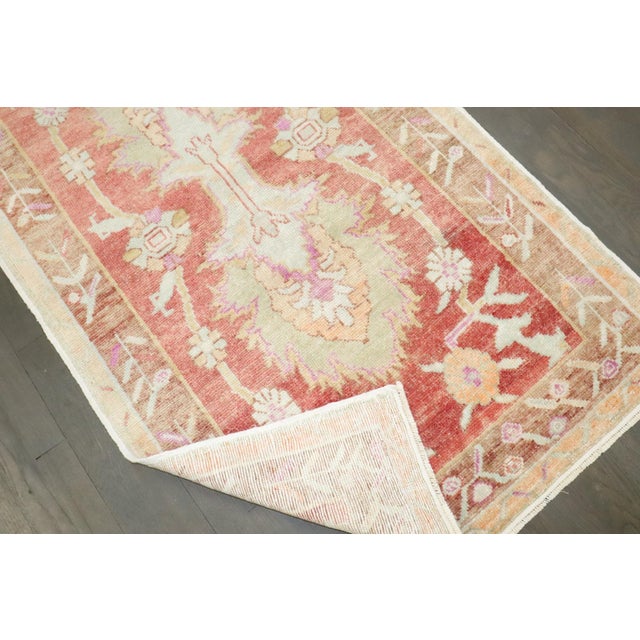 Turkish Small Red Vintage Turkish Oushak Rug - 2'9" x 4'9" For Sale - Image 3 of 5