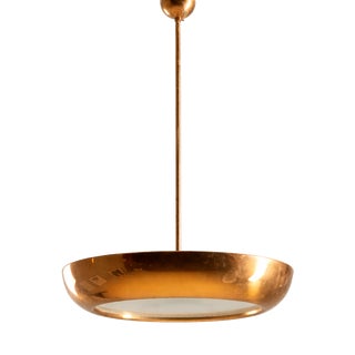Copper Pendant Chandelier by Josef Hůrka for NAPAKO, Czechoslovakia, 1920s For Sale