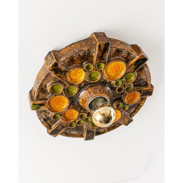 Brown & Orange Ceramic Sputnik Wall Light, Germany, 1970s For Sale - Image 6 of 13