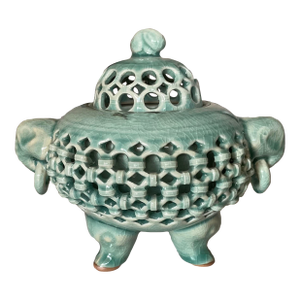 Korean Blue Celadon Style Lattice Design Incense Burner