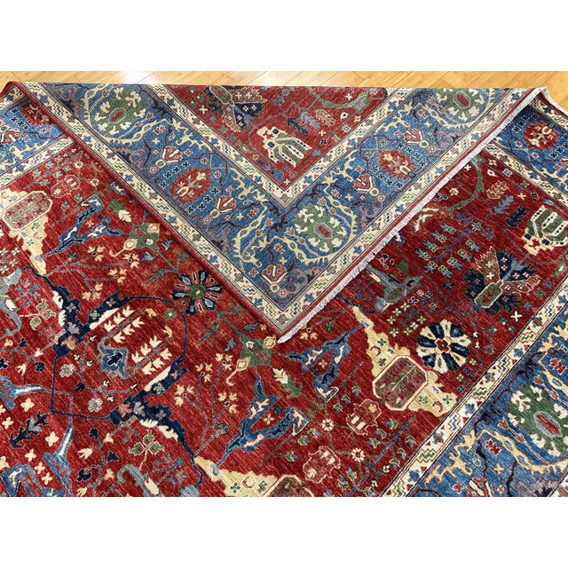 Brick Red 1990s Persian Bidjar Oriental Hand Knotted Area Rug - 9′1″ × 11′10″ For Sale - Image 8 of 10