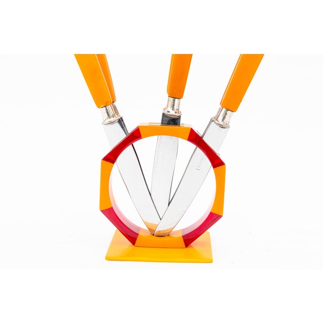 Knives with Holder in Bakelite from Solingen, 1920s, Set of 5 For Sale - Image 4 of 6