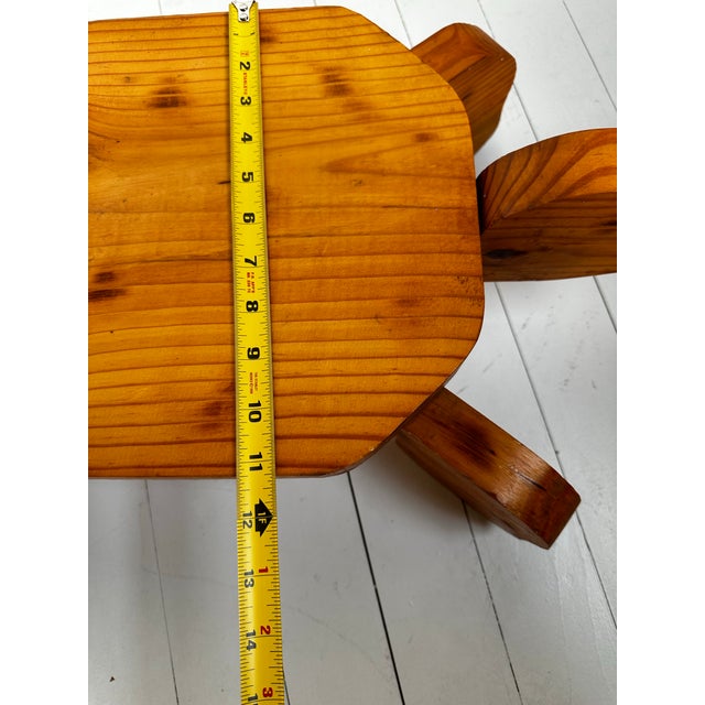 Wood Vintage Handmade Folk Art Furniture Turtle Plant Stand or Stool For Sale - Image 7 of 9