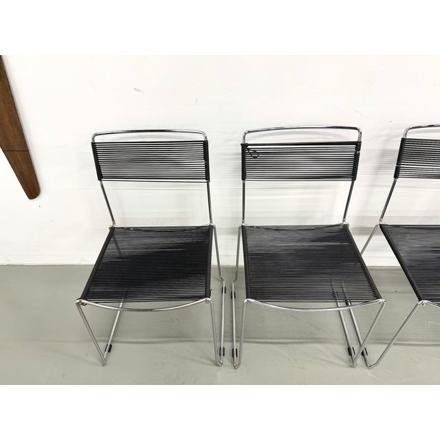 Italian Black and Chrome Spaghetti Chairs Design, 1980s, Set of 6 For Sale - Image 4 of 18