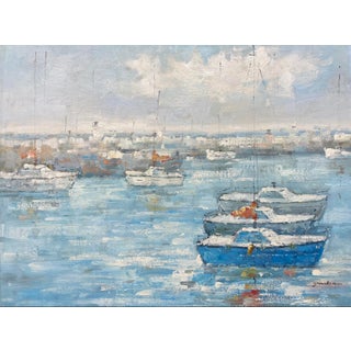 Contemporary Impressionist Style Nautical Oil Painting, 36" X 48" For Sale