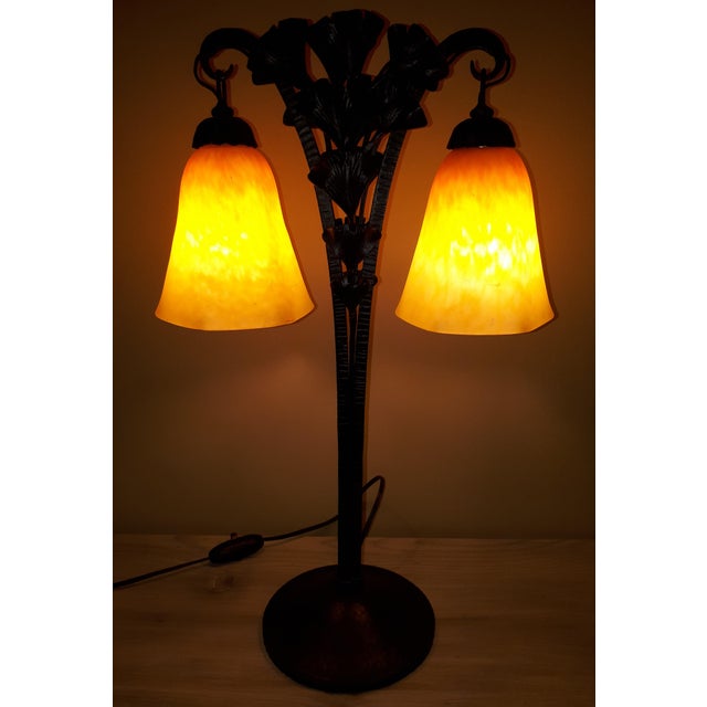 Art Deco Wrought Iron Lamp by Charles Schneider, 1920s For Sale - Image 11 of 12