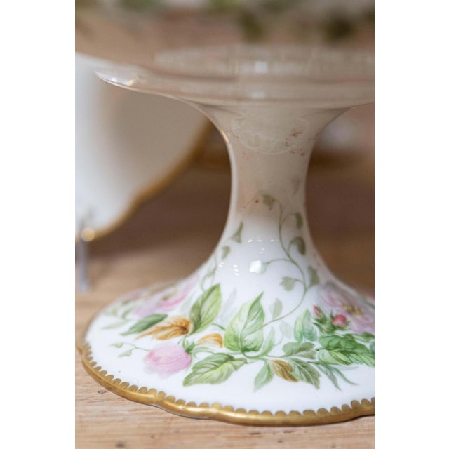Mid 20th Century English Porcelain Compotes and Plates with Floral Décor and Gilt Trim For Sale - Image 12 of 12