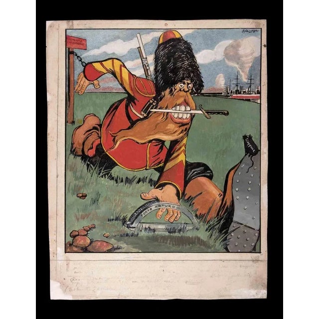 Ink, tempera, watercolor and white lead realized by Gabriele Galantara in 1904. Hand signed in the top right corner....