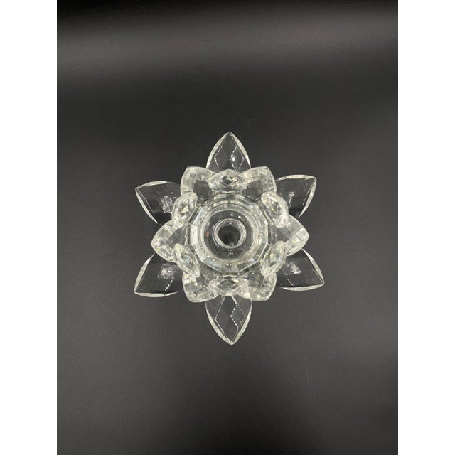 Crystal Lotus Flower Candlestick, 1976 For Sale - Image 4 of 9