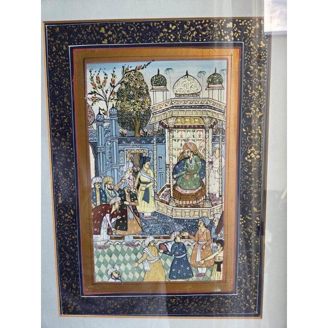 Vintage Mughal Empire Indian Middle East Silk Painting For Sale - Image 3 of 7