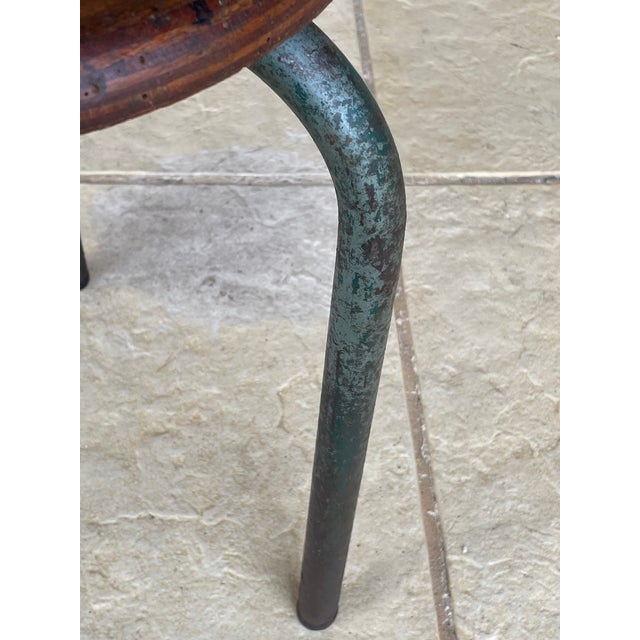 Vintage Tripod Stool in the style of Jean Prouvé, 1940s For Sale - Image 13 of 18