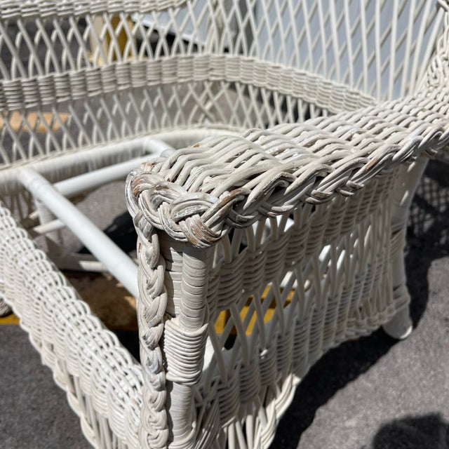 20th Century Woven Wicker Wingback Peacock Chair For Sale - Image 9 of 12