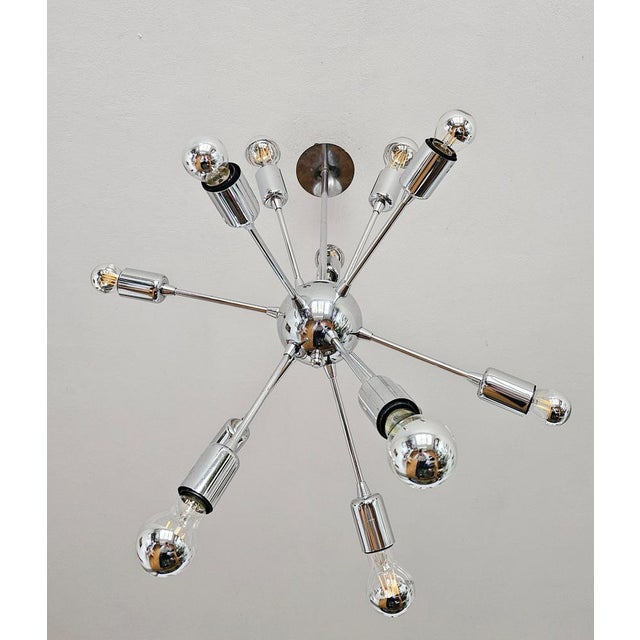 Silver Space Age 12-Arm Sputnik Chandelier in Chrome, Austria, 1980s For Sale - Image 8 of 10