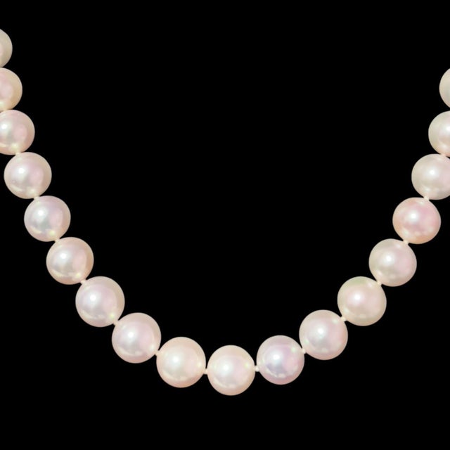 White Akoya Pearl Diamond Necklace 16" 18k Gold 10 mm Certified For Sale - Image 8 of 11