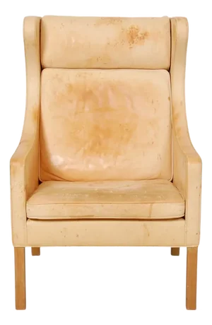 2204 Wingchair in Natural Leather by Børge Mogensen, 2000s