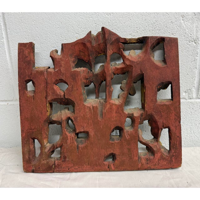 Antique 19th Century Hand Carved Chinese Asian Wood Wall Panel Sculpture Statue For Sale - Image 11 of 11