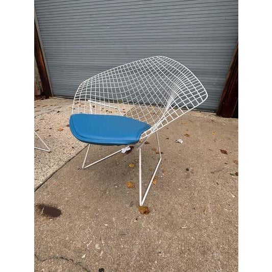 Blue Bertoia for Knoll Small Diamond Chairs, Mid-Century Modern, USA For Sale - Image 8 of 10