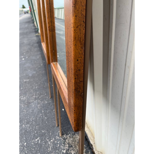 Wood Dixie Brutalist Walnut Dressing Mirrors- A Pair For Sale - Image 7 of 12