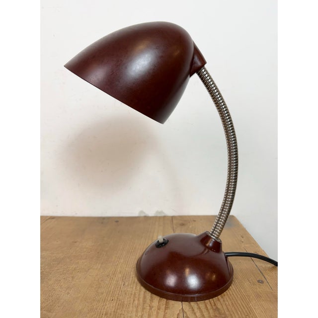 Vintage Brown Bakelite Gooseneck Table Lamp, 1960s For Sale - Image 4 of 18