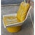 A Space Age molded plastic swivel lounge chair with lemon-yellow tufted Naugahyde cushions, attributed to Morris Futorian...