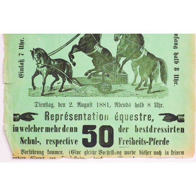 1881 Gerrit Jan Thieme German Circus Poster (Green) - 'Circus O. Carré' (Pair) For Sale - Image 4 of 8